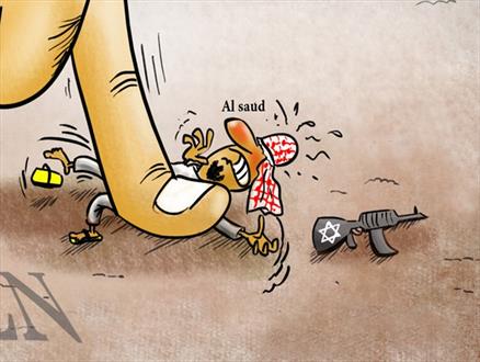 کارتون/دستی که یقه آل سعود را چسبید