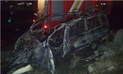 حریق 6 خودرو در محور سنندج ـ‌ مریوان/ 7 مسافر در آتش سوختند
